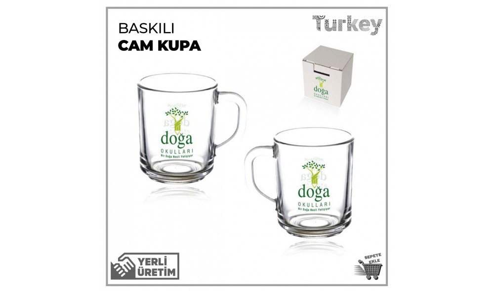 Paşabahçe Baskılı Cam Kupa - Bardak